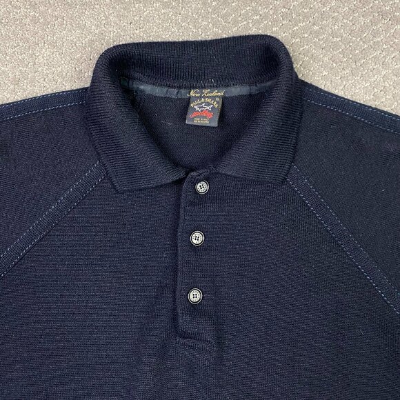 Paul & Shark Yachting Sweater Men's XL Blue Wool Collared 1/2 Button Collar - Picture 2 of 10